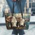 Cows with dream catcher leather tote bag