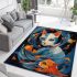 Curious cat in swirling playfulness area rugs carpet