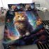 Curious cat in the colorful room bedding set