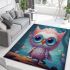 Curious owl with bubbles area rugs carpet