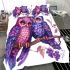Cute and adorable two purple and pink owls sitting on the branch bedding set