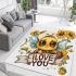 Cute baby bee wearing sunflowers area rugs carpet