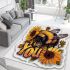 Cute baby bee with sunflowers area rugs carpet