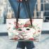 Cute baby bunny with big eyes leather tote bag