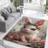 Cute baby bunny with big eyes area rugs carpet