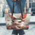 Cute baby bunny with big eyes leather tote bag