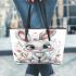 Cute baby bunny with big eyes leather tote bag