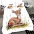 Cute baby deer sitting in the grass bedding set