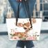 Cute baby deer with flowers in pastel colors leather totee bag