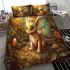 Cute baby dragon in the enchanted forest bedding set