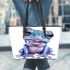 Cute baby frog leaather tote bag