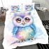 Cute baby owl watercolor style with pastel colors bedding set