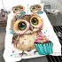 Cute baby owl with big eyes wearing bedding set