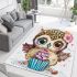 Cute baby owl with big eyes wearing area rugs carpet