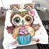 Cute baby owl with big eyes wearing bedding set