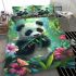 Cute baby panda eating bamboo bedding set