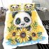 Cute baby panda with sunflowers on a yellow bedding set