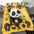 Cute baby panda with sunflowers on a yellow bedding set