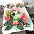 Cute baby turtle colorful corals bedding set