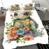 Cute baby turtle with big eyes and colorful flowers bedding set