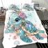 Cute baby turtle with roses and pearls on its shell bedding set