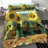 Cute baby turtles with sunflower eyes and big heads bedding set