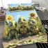 Cute baby turtles with sunflower eyes and big heads bedding set