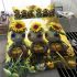 Cute baby turtles with sunflowers on their backs bedding set