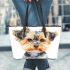 Cute baby yorkshire terrier portrait clipart leather tote bag