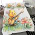 Cute bee and music notes with electric guitar bedding set