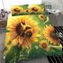 Cute bee sits on the petals of sunflowers bedding set