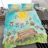 Cute bees and music notes and piano with the sun bedding set