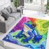 Cute blue and green striped frog area rugs carpet