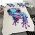 Cute blue and pink colored alien frog with big eyes bedding set