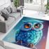 Cute blue owl with big eyes cartoon style area rugs carpet