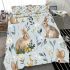 Cute bunnies and flowers on light blue bedding set