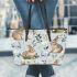 Cute bunnies and flowers on light blue leather Chic Stylish Tote Bag & Women Totes: Perfect Gift for Girlfriend | Crossbody, Purse, Handbag