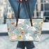 Cute bunnies and flowers on light blue leather Chic Stylish Tote Bag & Women Totes: Perfect Gift for Girlfriend | Crossbody, Purse, Handbag