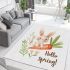 Cute bunny sitting on top of an carrot hello spring area rugs carpet