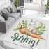 Cute bunny sitting on top of an carrot hello spring area rugs carpet