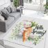 Cute bunny sitting on top of an carrot hello spring area rugs carpet