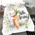 Cute bunny sitting on top of an carrot hello spring bedding set