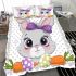 Cute bunny with big eyes and a purple bow bedding set