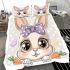 Cute bunny with big eyes and a purple bow bedding set