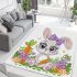 Cute bunny with big eyes and a purple bow area rugs carpet