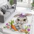 Cute bunny with big eyes and purple bow area rugs carpet