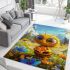 Cute cartoon baby bee with big eyes holding a heart area rugs carpet