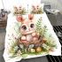 Cute cartoon baby bunny with big eyes sitting bedding set