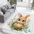 Cute cartoon baby bunny with big eyes sitting area rugs carpet