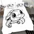 Cute cartoon baby turtle with big eyes coloring bedding set